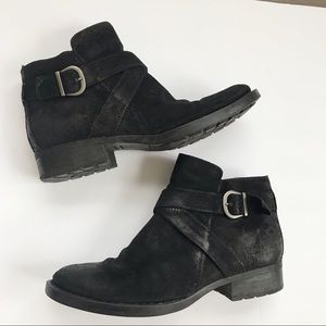 Born Black Suede Buckle Booties